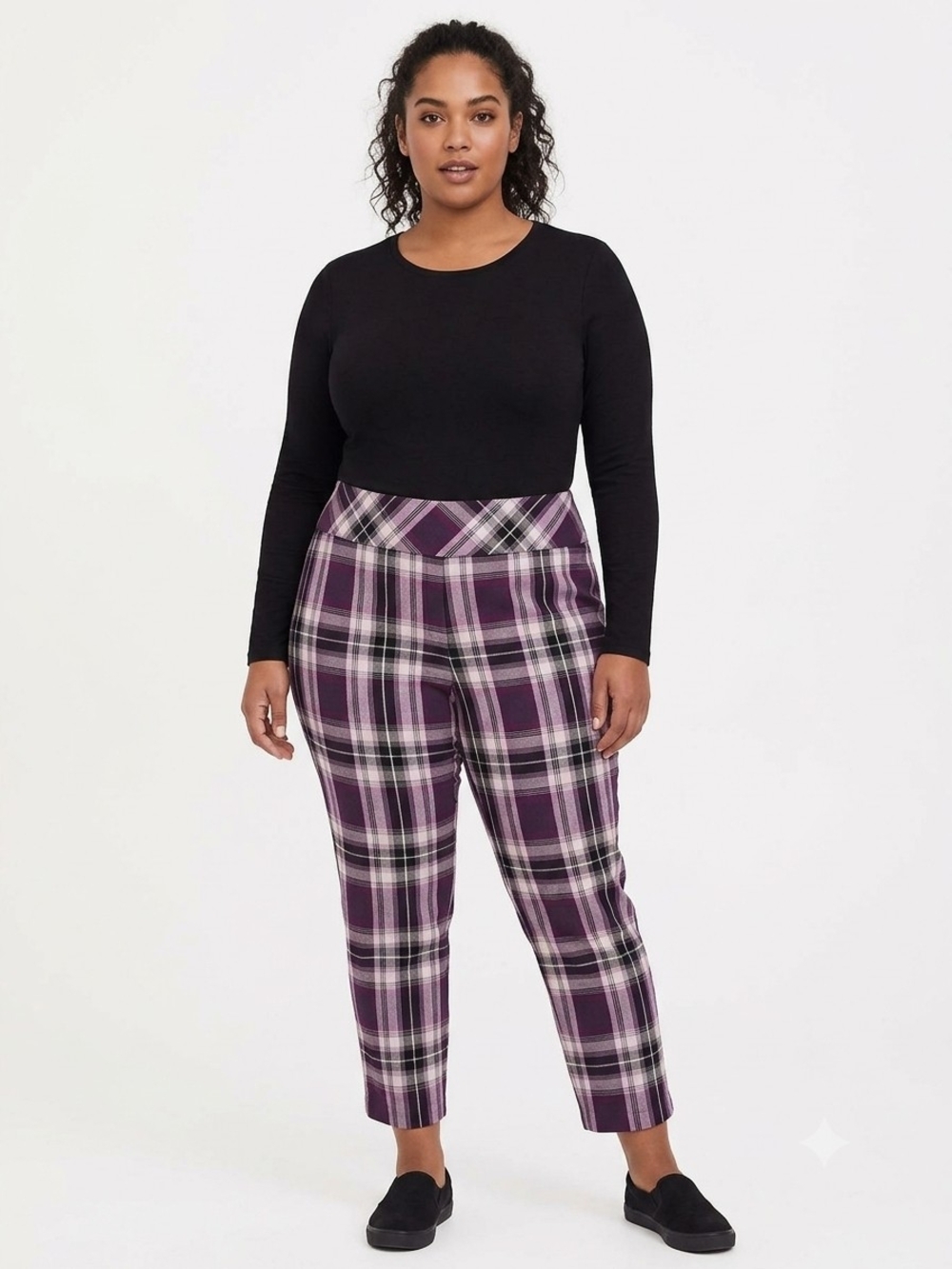 Torrid Purple Plaid Ankle Tapered Pants Size 3X NWOT Waist 21.5in
